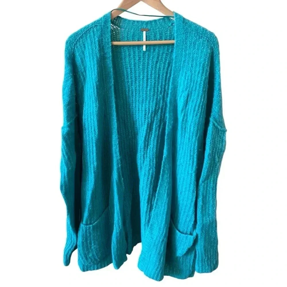 Free People Teal Alpaca Woven Cardigan